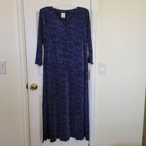 Connected Apparel 10 Dress Jacket Look Asymmetric V Neck Blue 3/4 Sleev Vintage